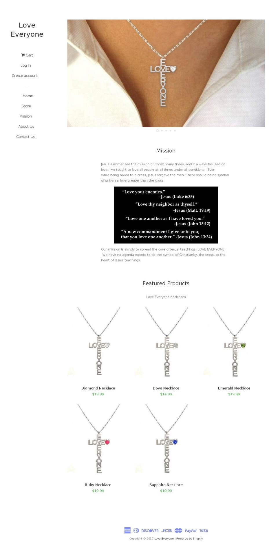 loveeveryonecross.com shopify website screenshot