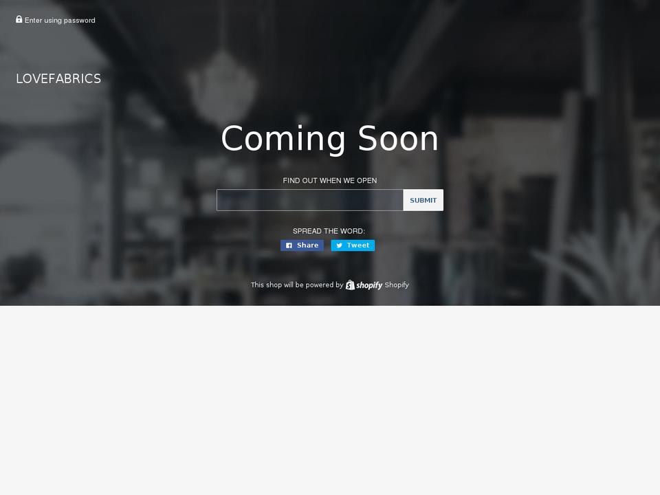 lovefabric.net shopify website screenshot