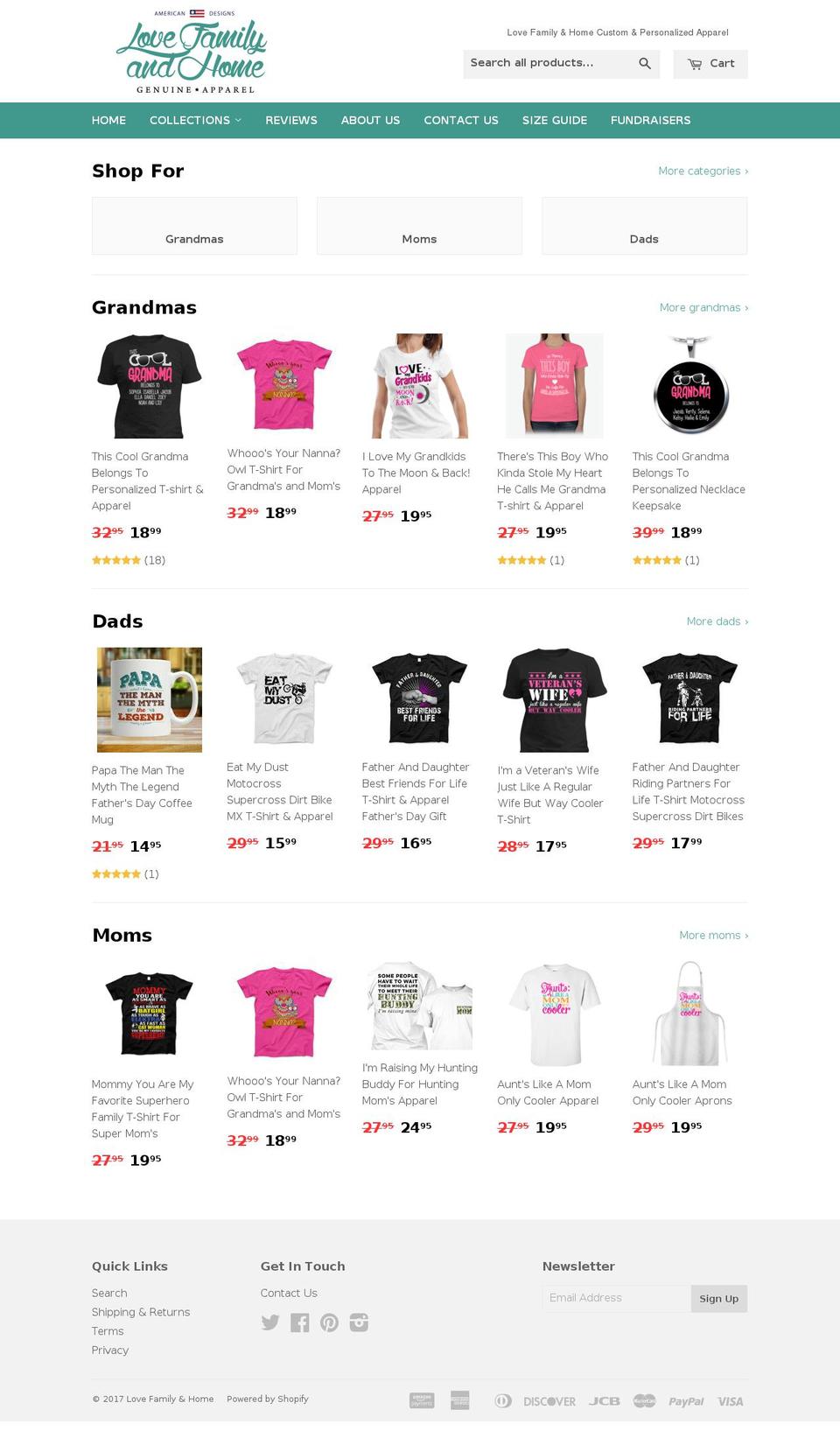 lovefamilyandhome.com shopify website screenshot