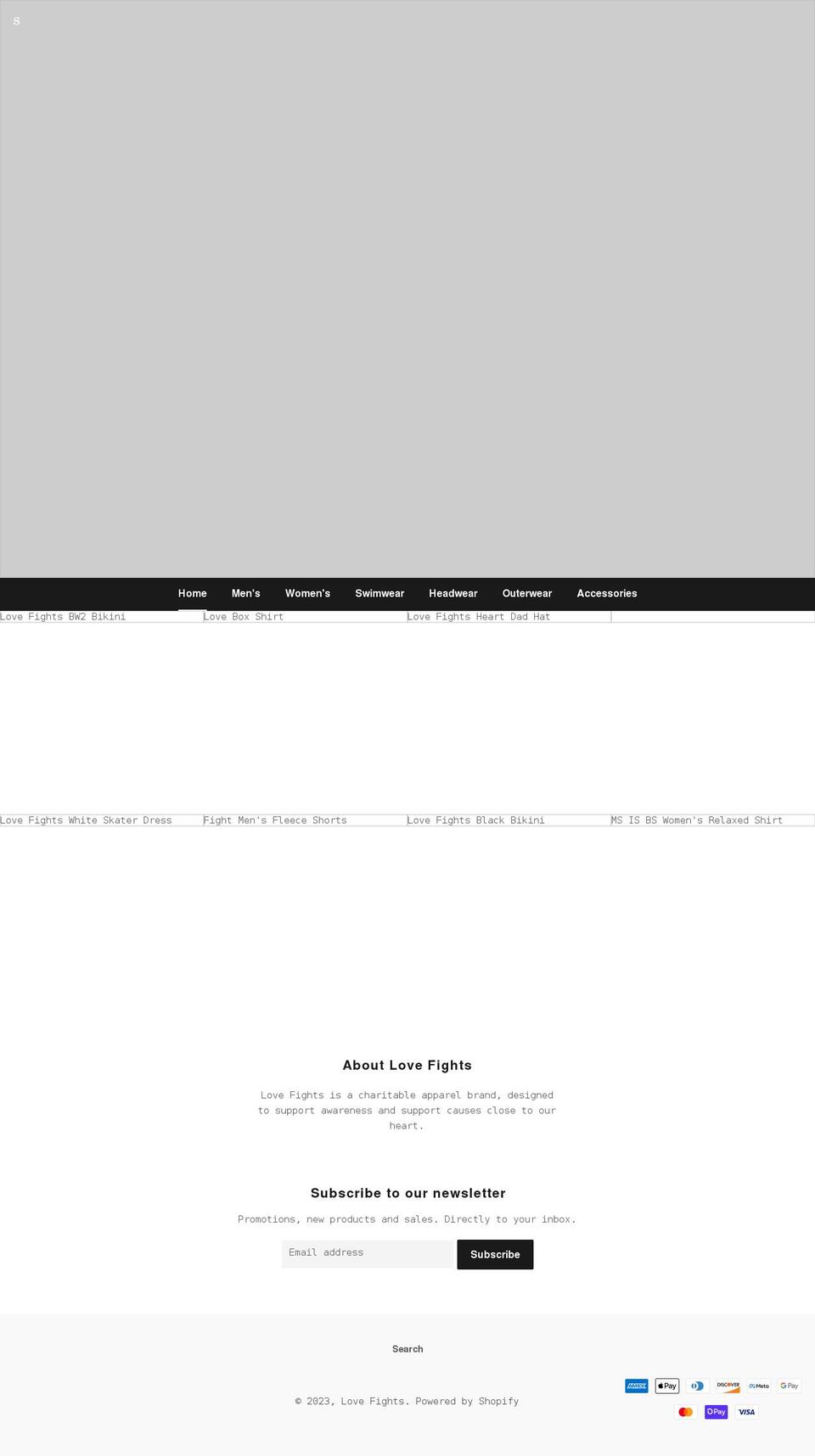 lovefights.org shopify website screenshot