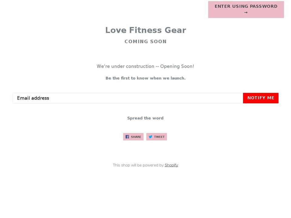 lovefitnessgear.com — Shopify storefront screenshot