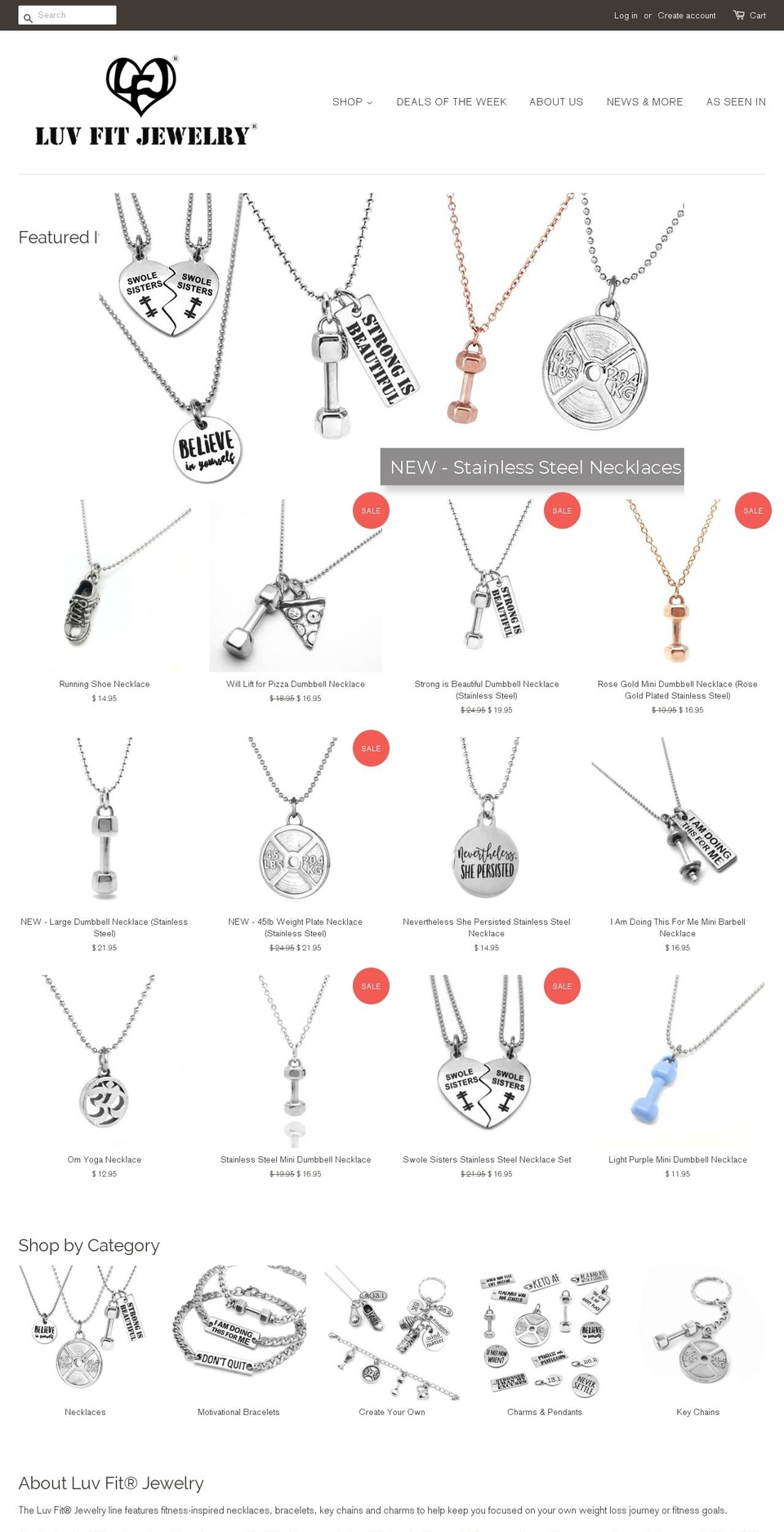 lovefitnessjewelry.com — Shopify storefront screenshot