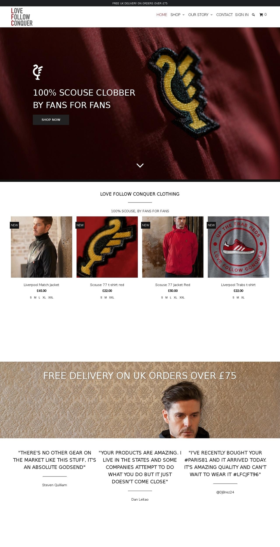 lovefollowconquer.com shopify website screenshot