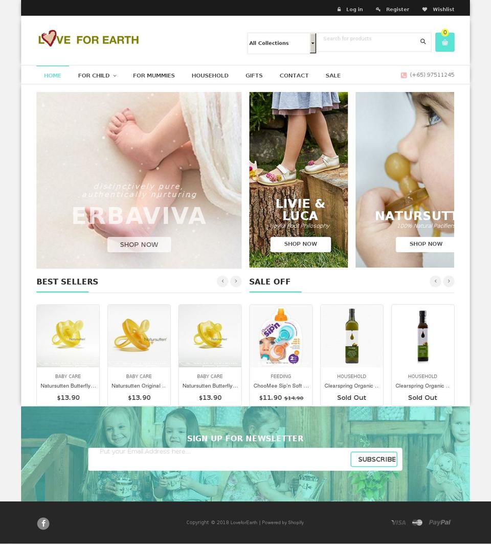 loveforearth.com shopify website screenshot