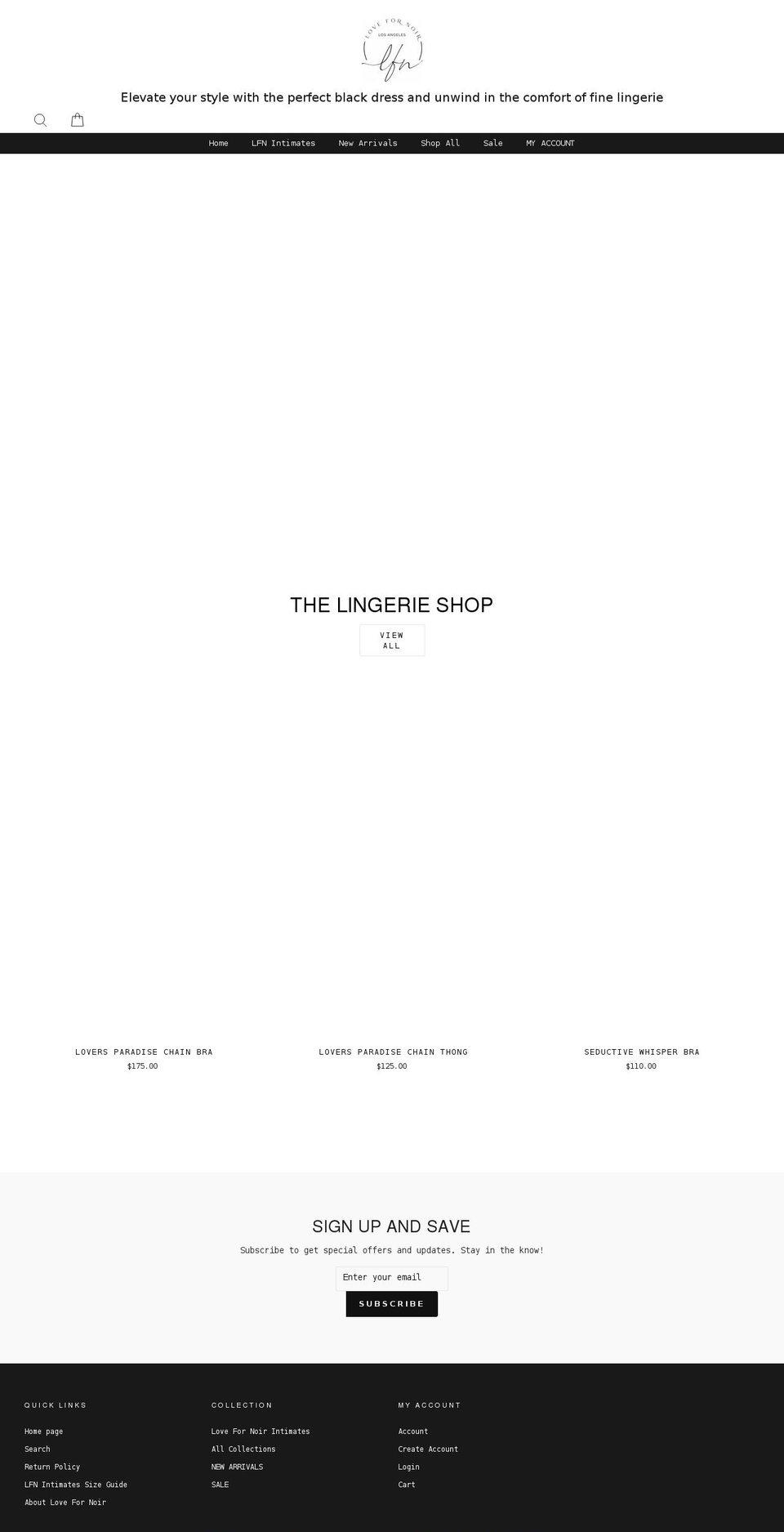 lovefornoir.com shopify website screenshot