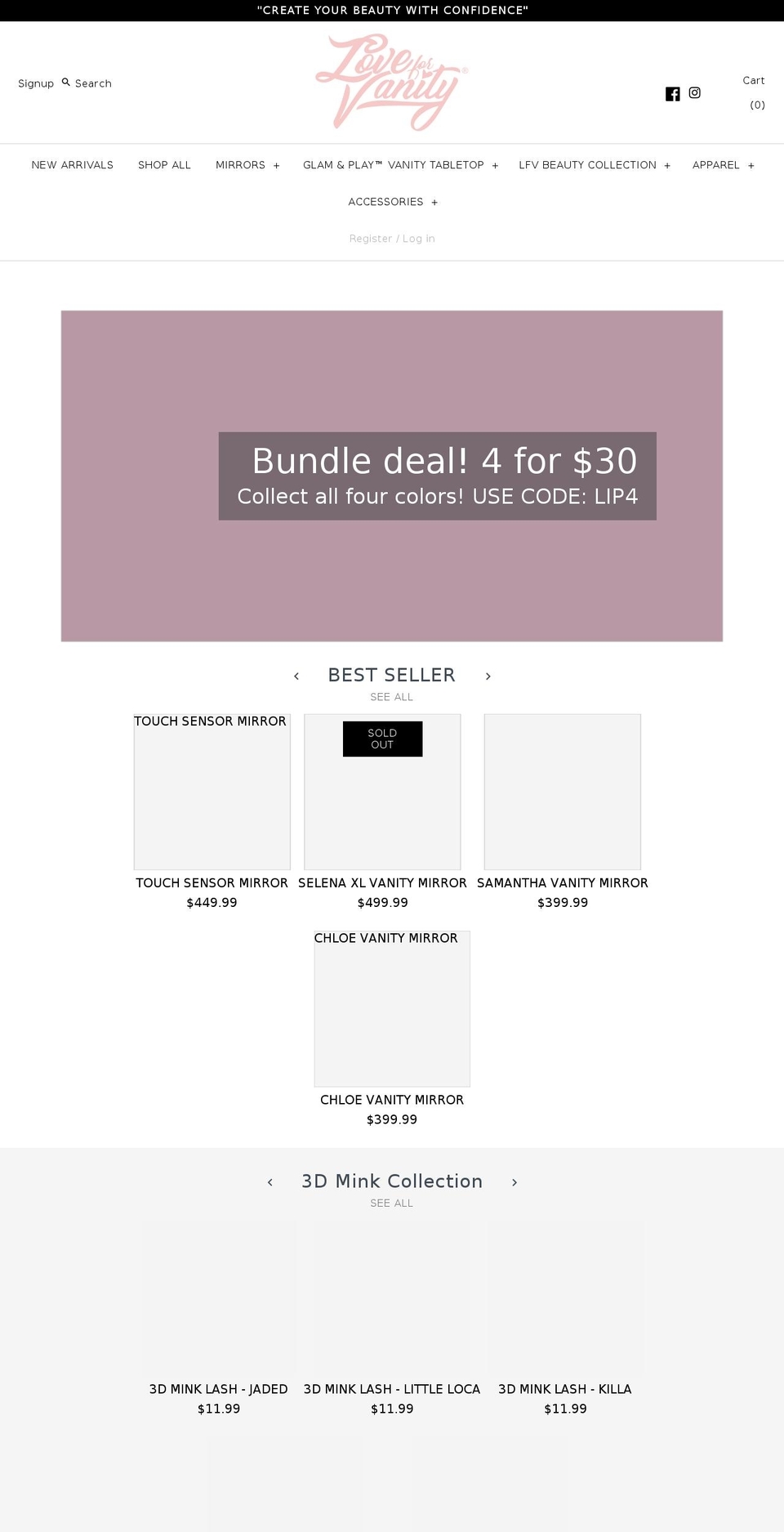 loveforvanity.com — Shopify storefront screenshot
