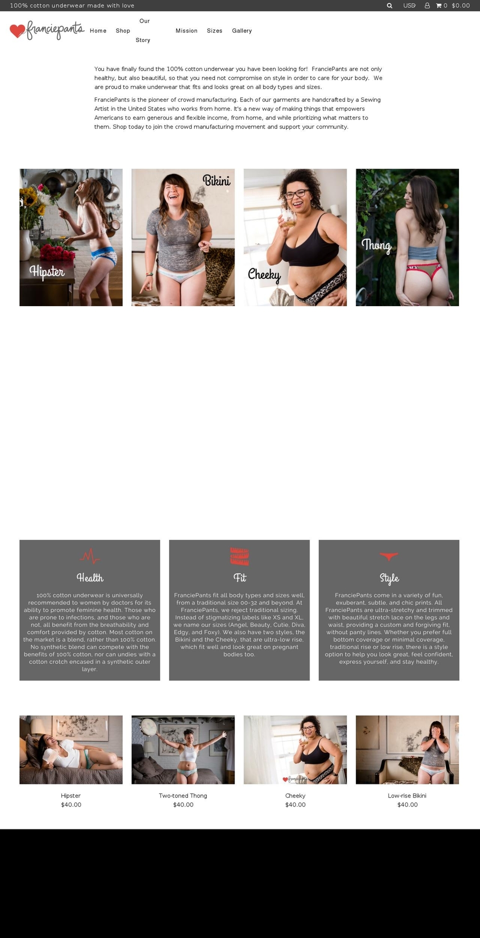 lovefranciepants.com shopify website screenshot