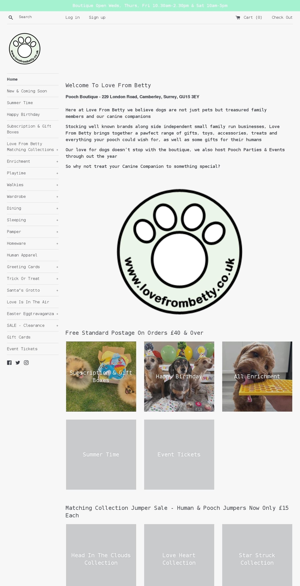 lovefrombetty.co.uk shopify website screenshot