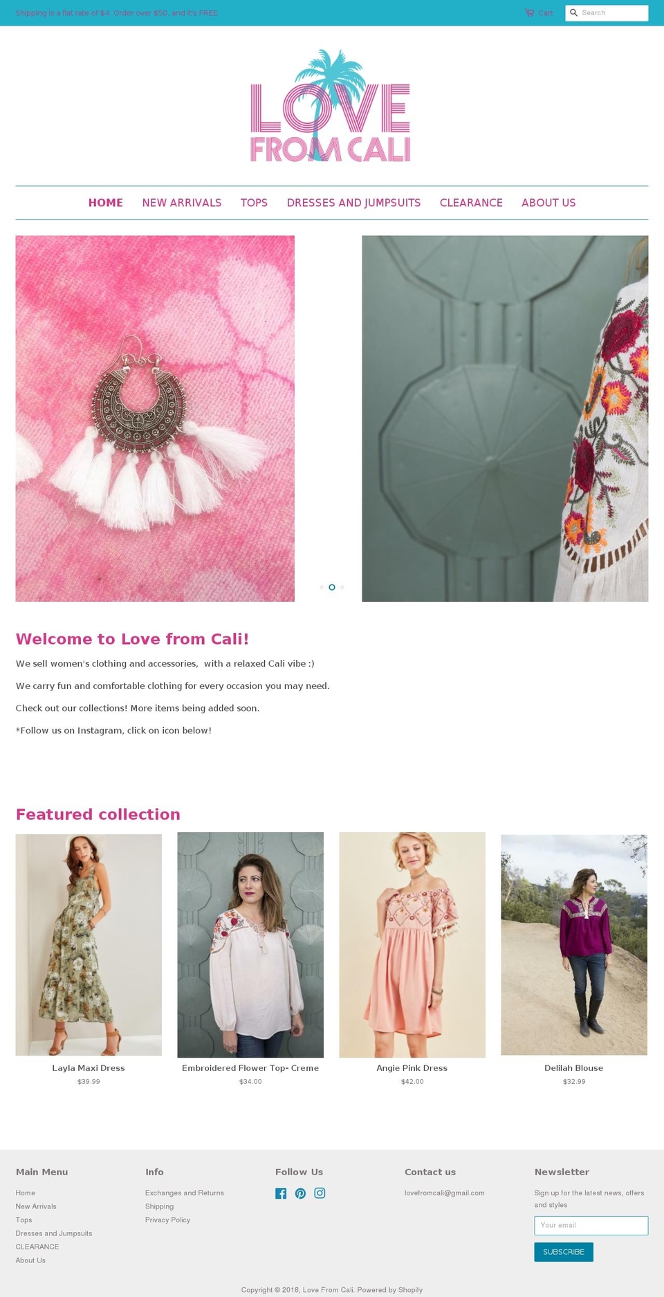 lovefromcali.com — Shopify storefront screenshot