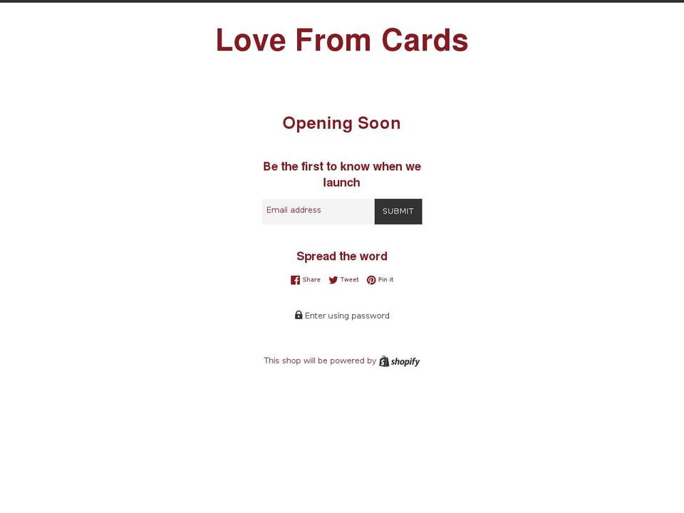 lovefromcards.com shopify website screenshot