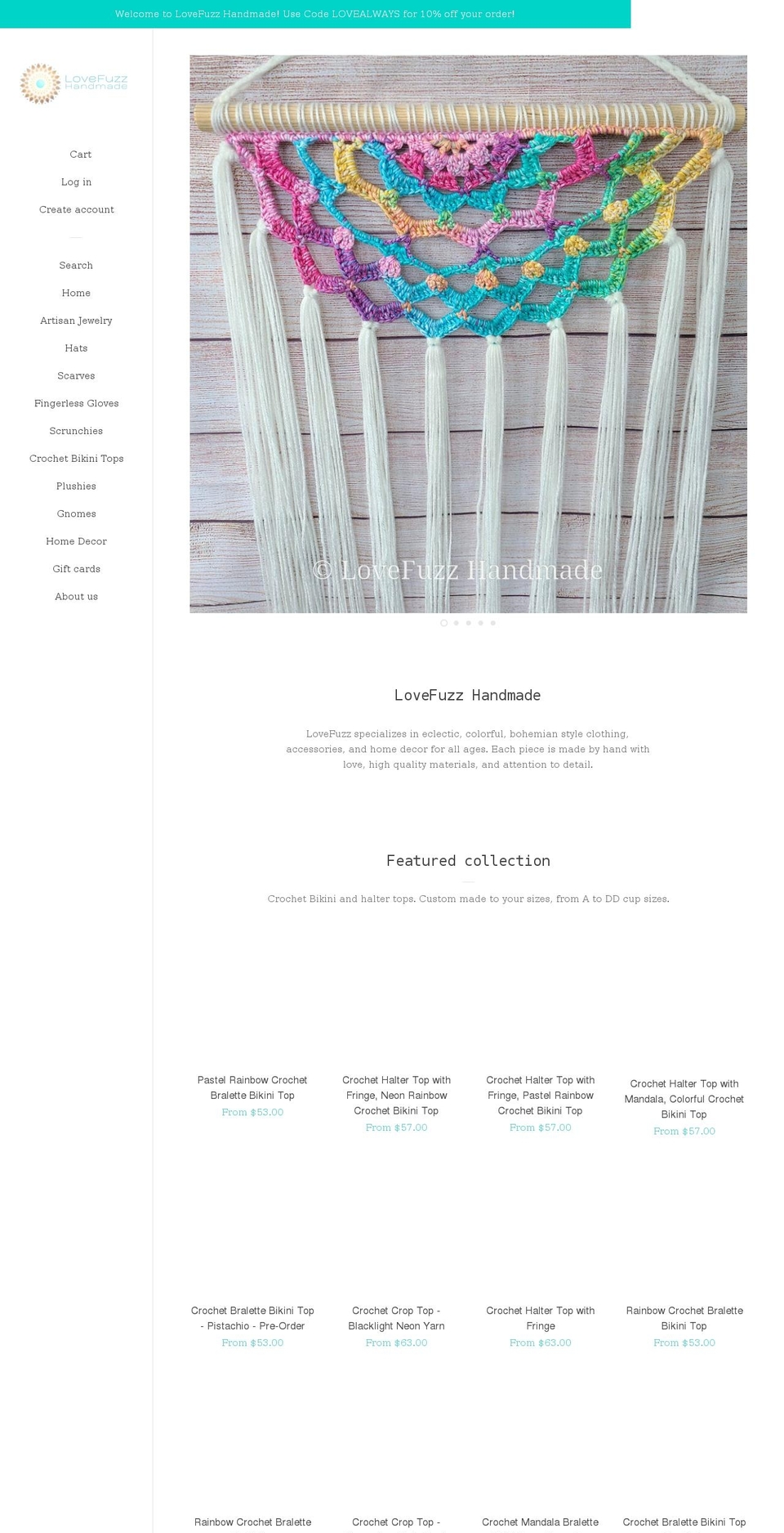 Pop Afterpay edits Shopify theme site example lovefuzzhandmade.com