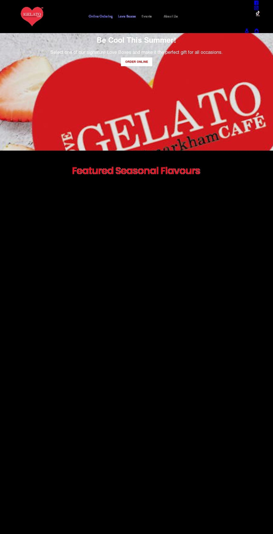 lovegelatoevents.com shopify website screenshot