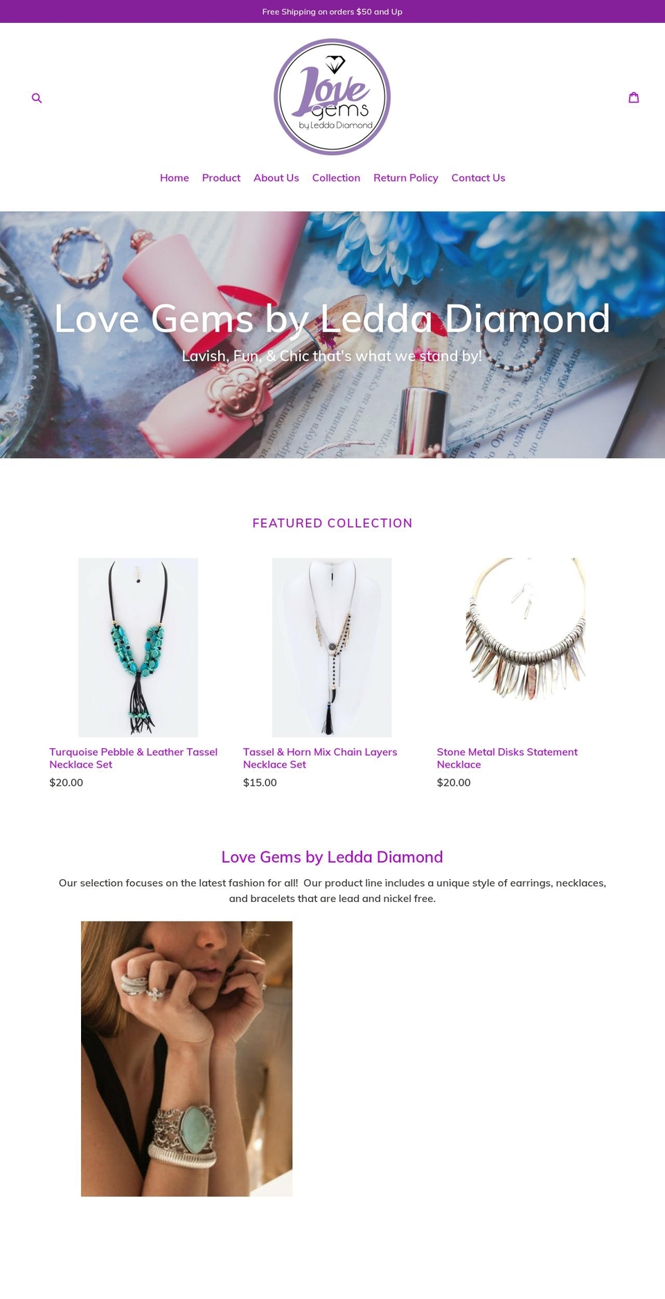 lovegemsjewelry.com — Shopify storefront screenshot