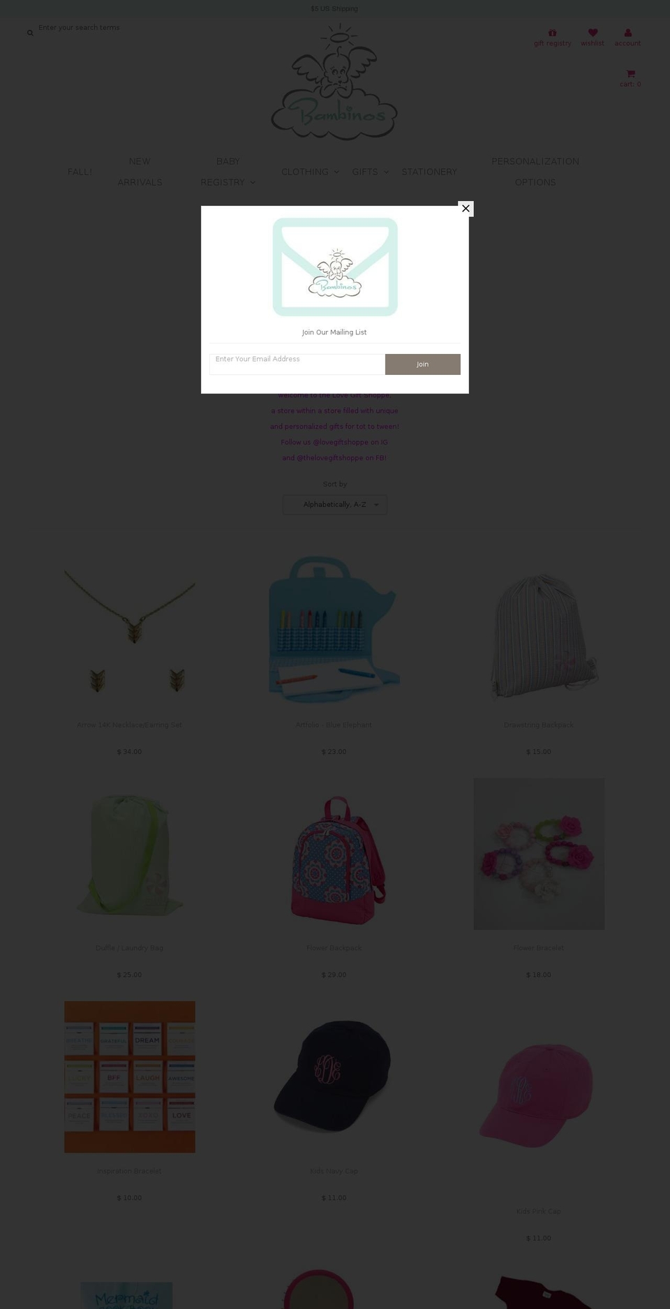 lovegiftshoppe.com — Shopify storefront screenshot