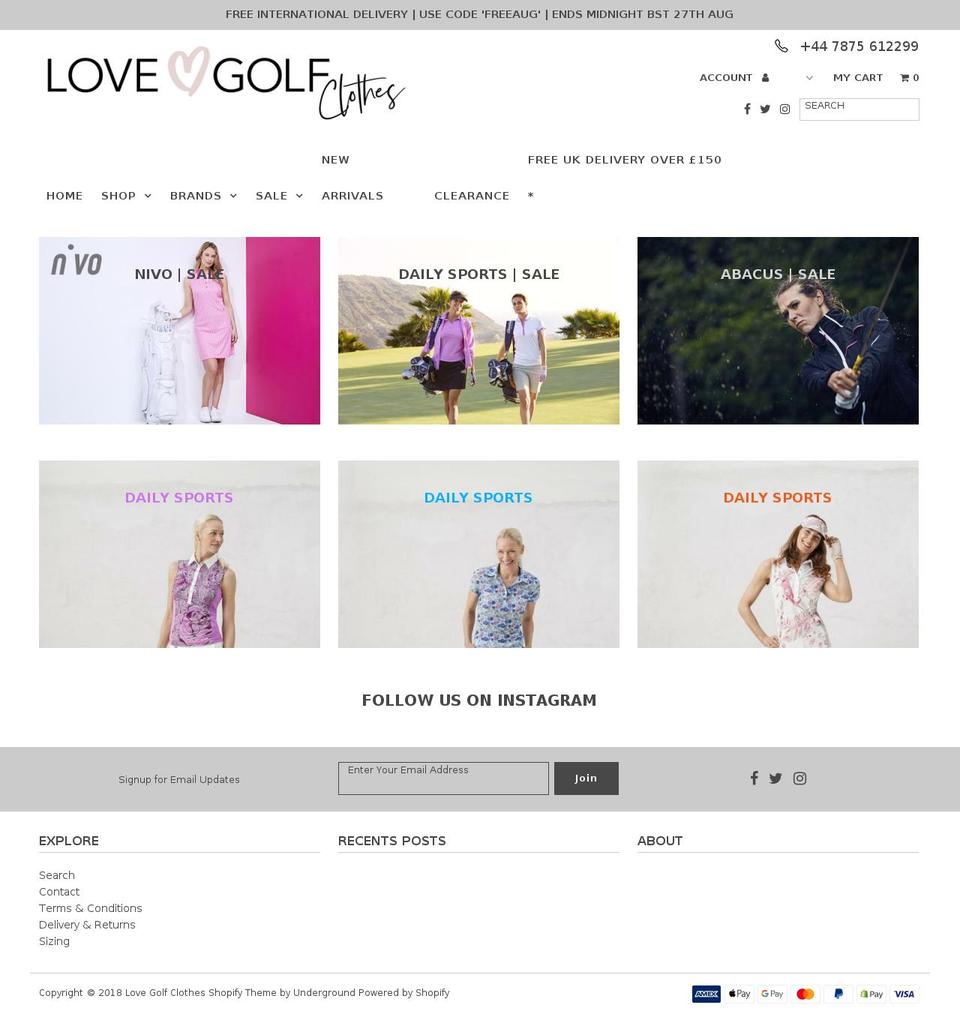 lovegolfclothes.co.uk shopify website screenshot