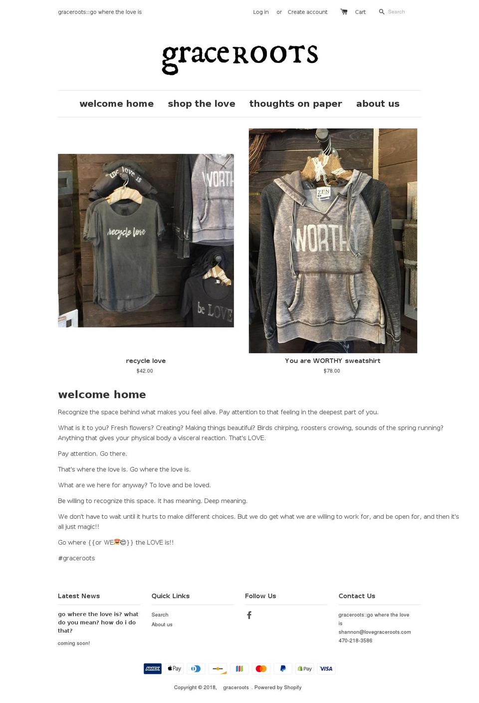 lovegraceroots.com shopify website screenshot