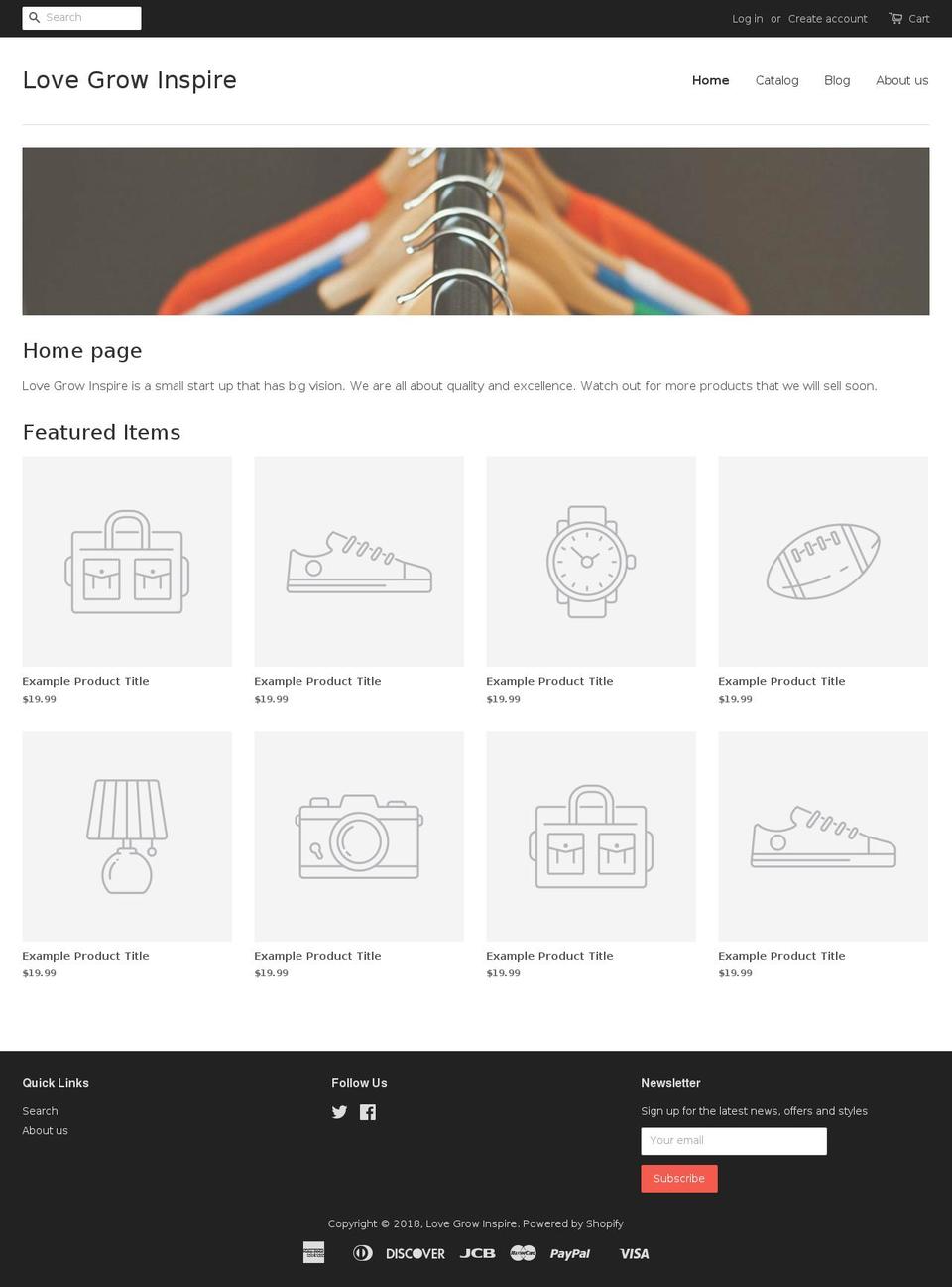 lovegrowinspireshop.com shopify website screenshot