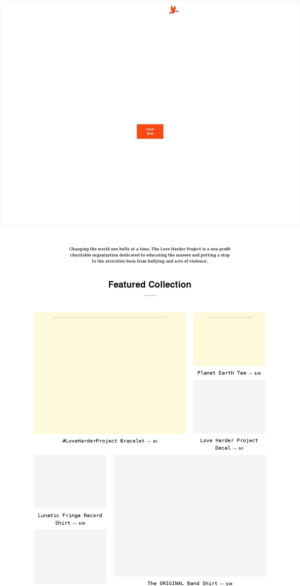 loveharderproject-org.myshopify.com shopify website screenshot