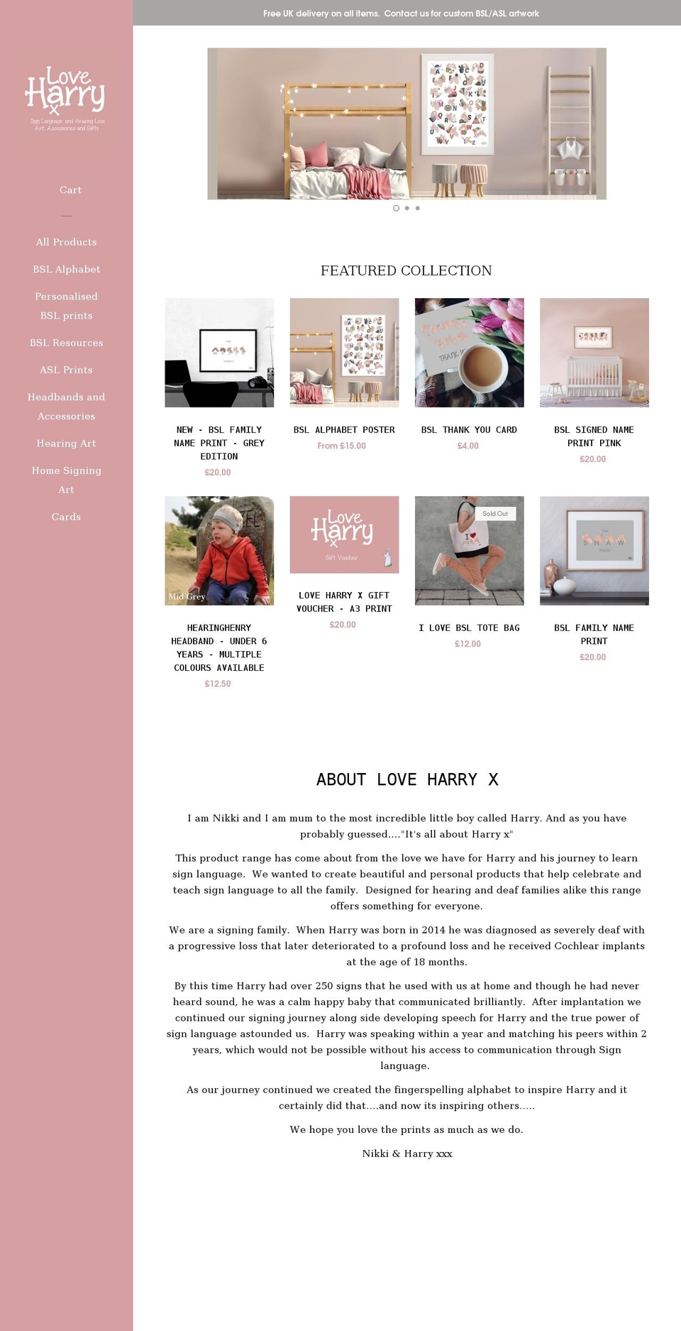 loveharryx.co.uk shopify website screenshot