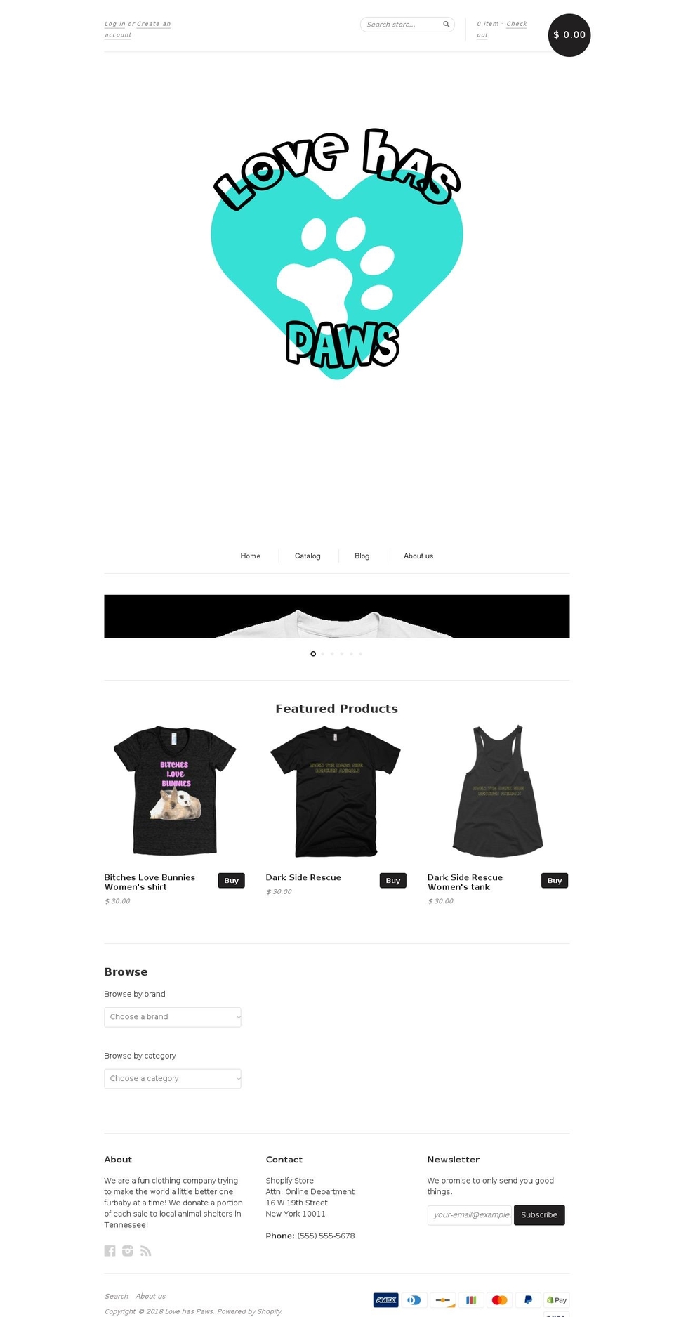 lovehaspaws.com — Shopify storefront screenshot