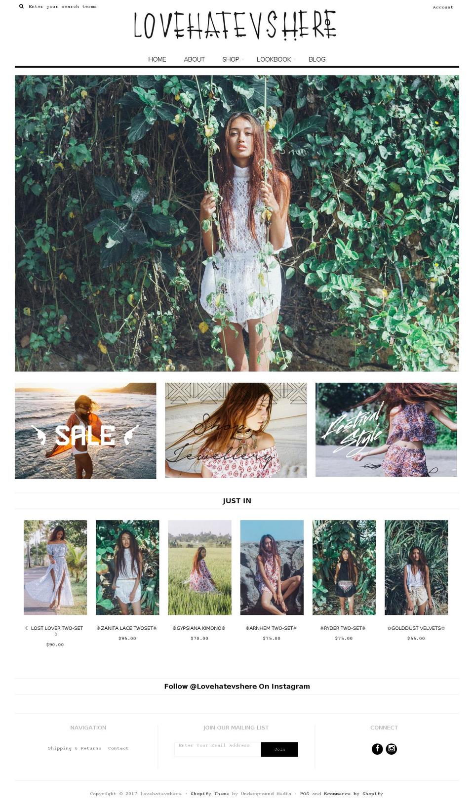 lovehatevshere.com shopify website screenshot