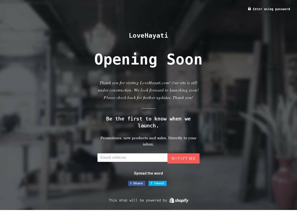 lovehayati.com shopify website screenshot