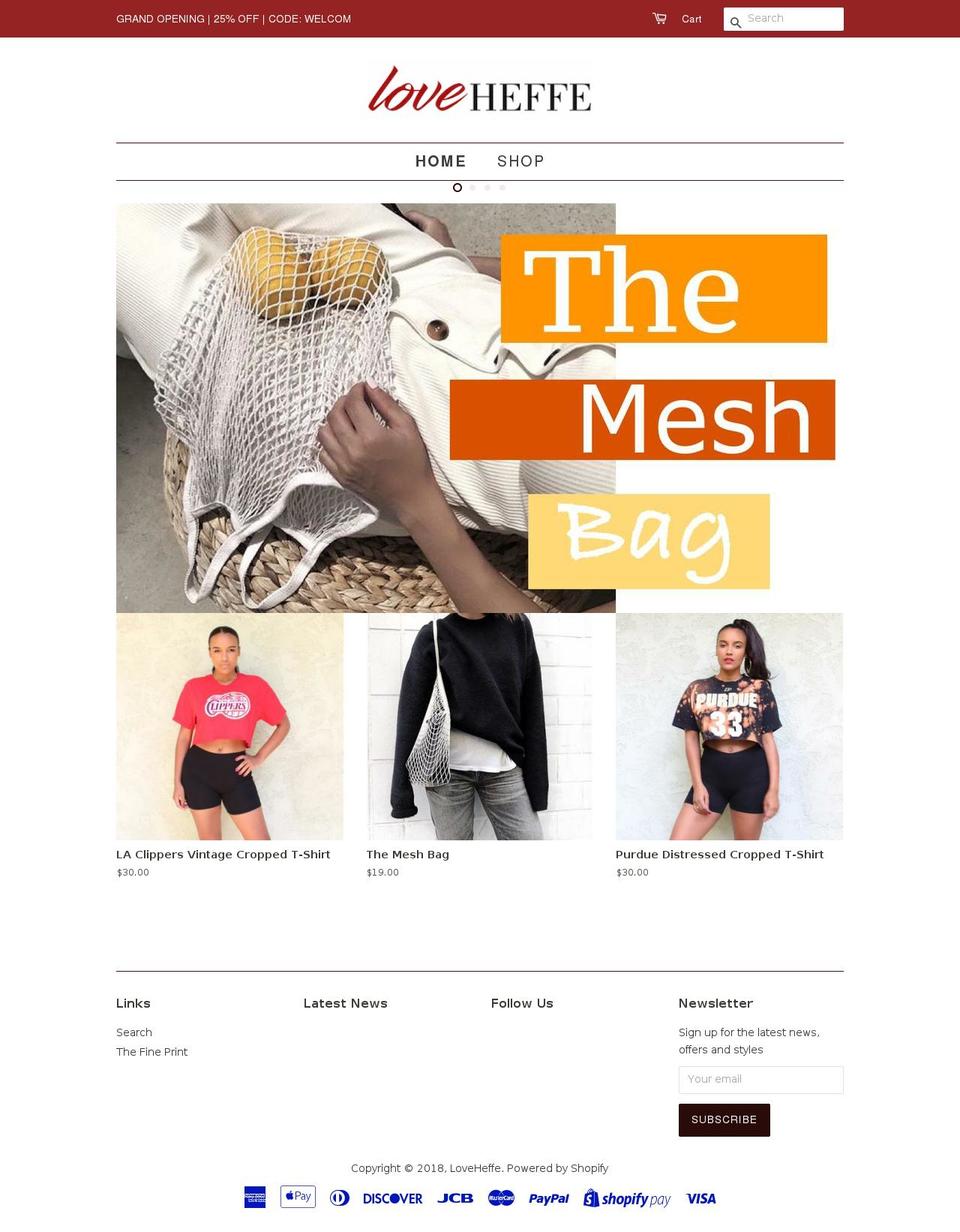 loveheffe.com — Shopify storefront screenshot