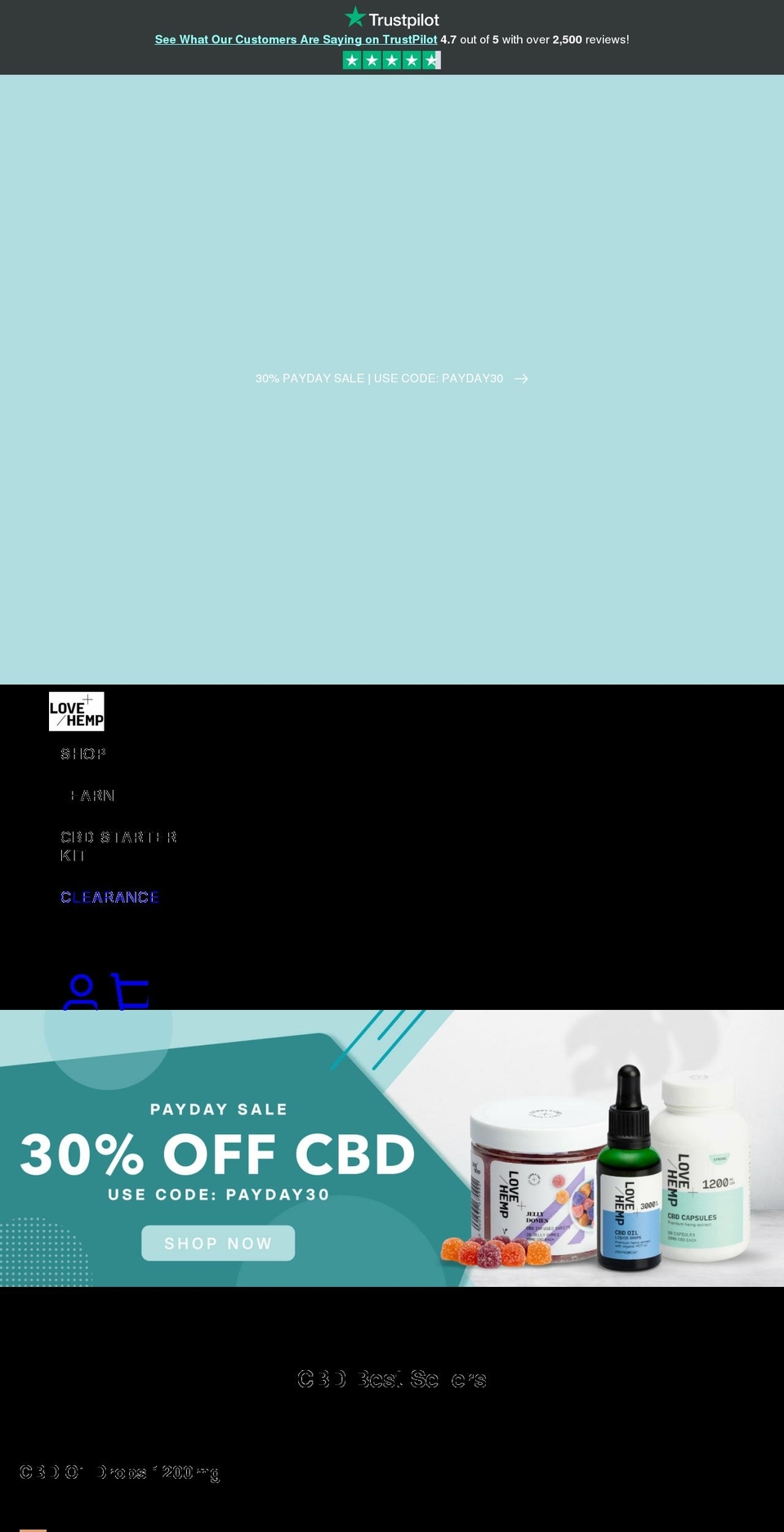 lovehemp.com shopify website screenshot