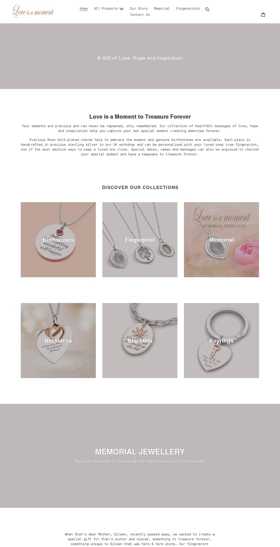 loveisamoment.co.uk shopify website screenshot