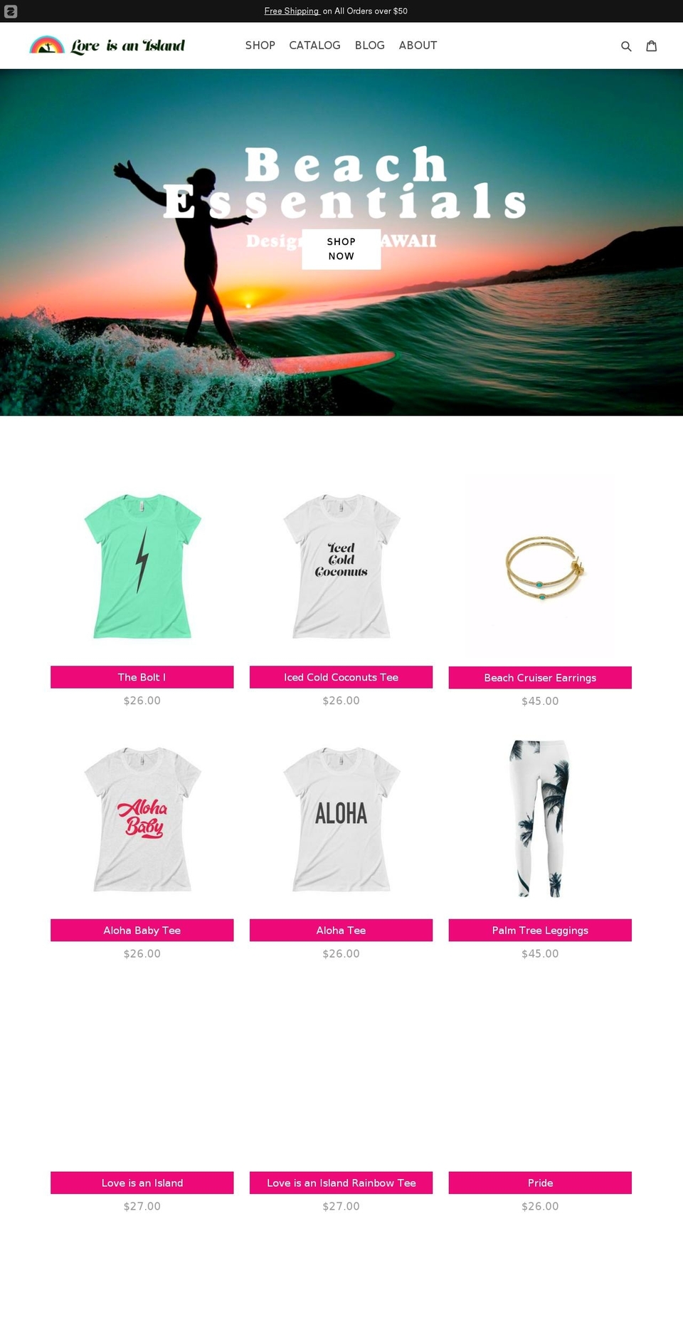 loveisanisland.com — Shopify storefront screenshot