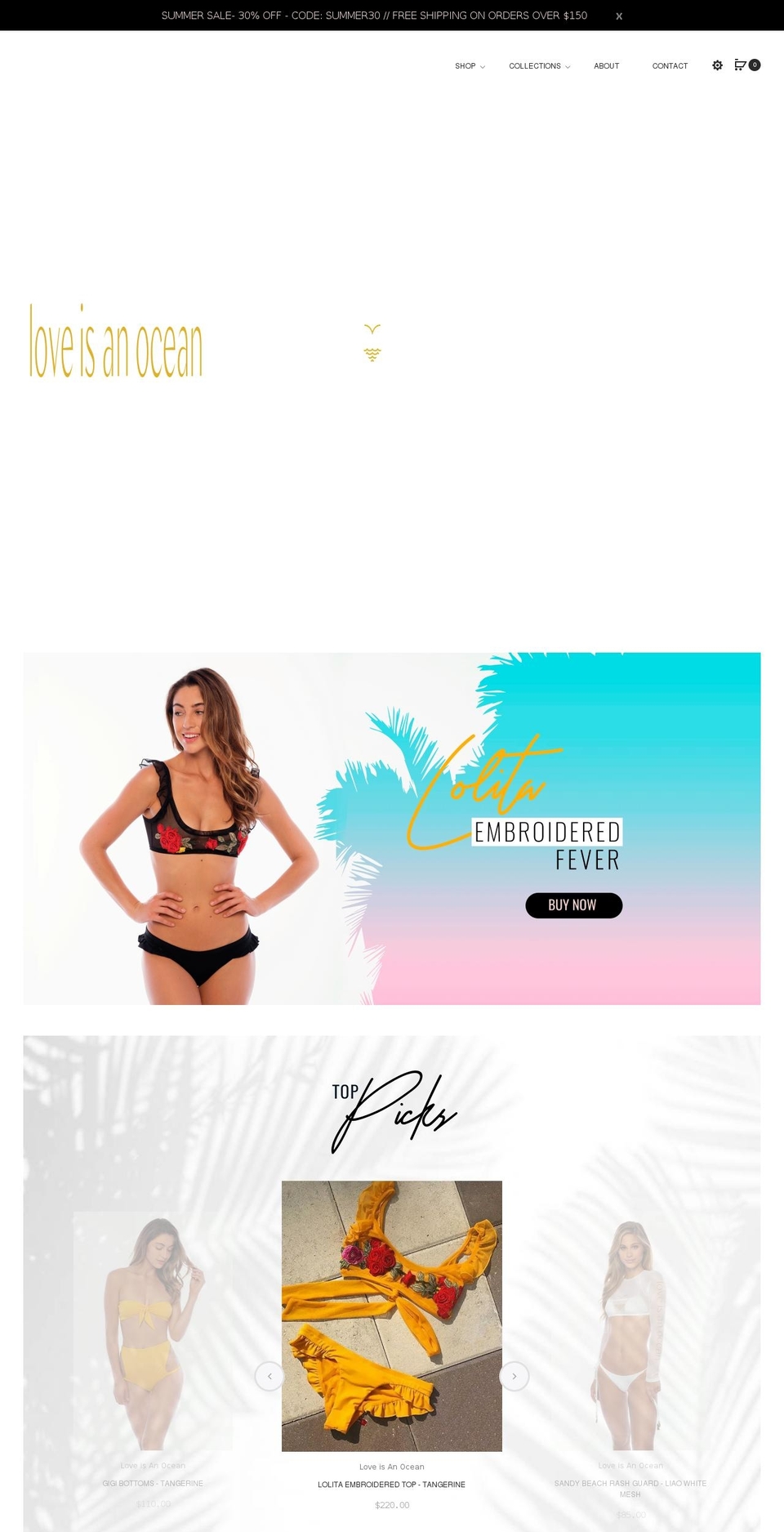 loveisanocean.com — Shopify storefront screenshot