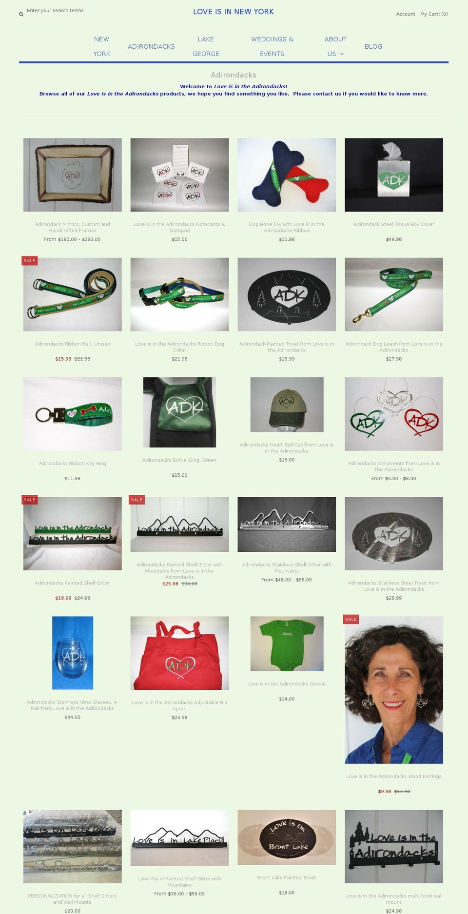 loveisintheadirondacks.com shopify website screenshot