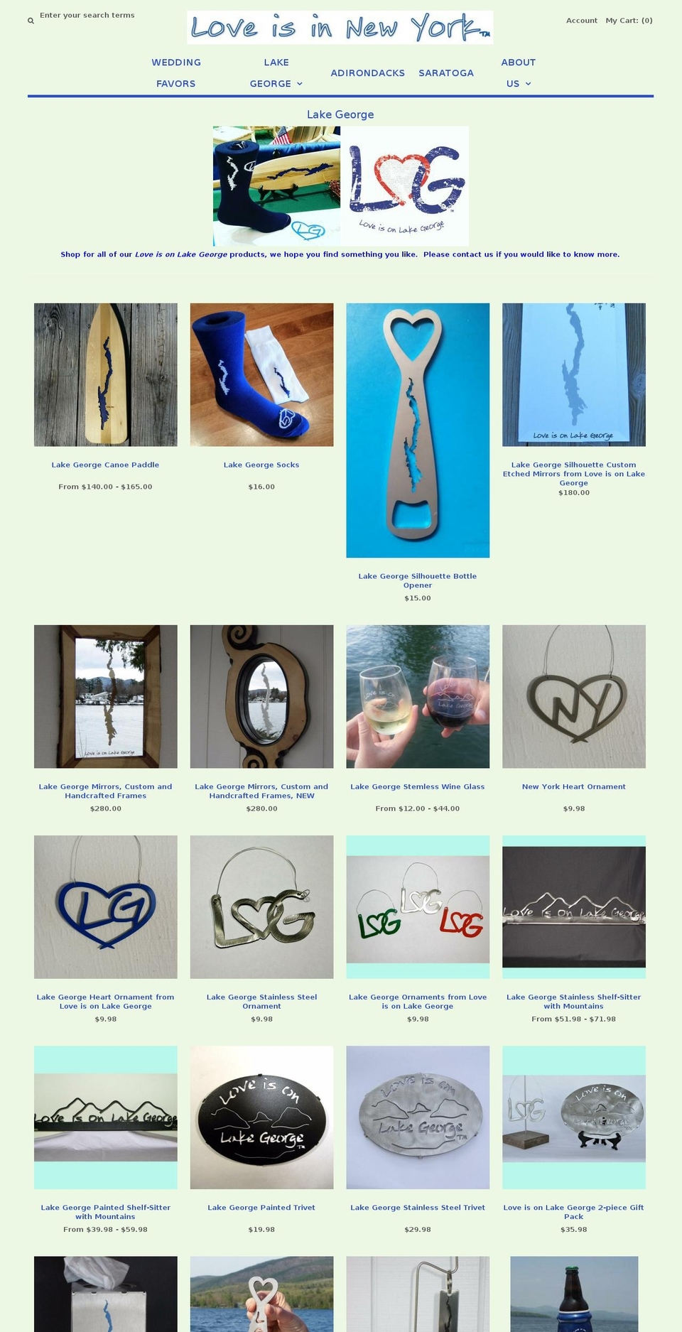 loveisonlakegeorge.com — Shopify storefront screenshot