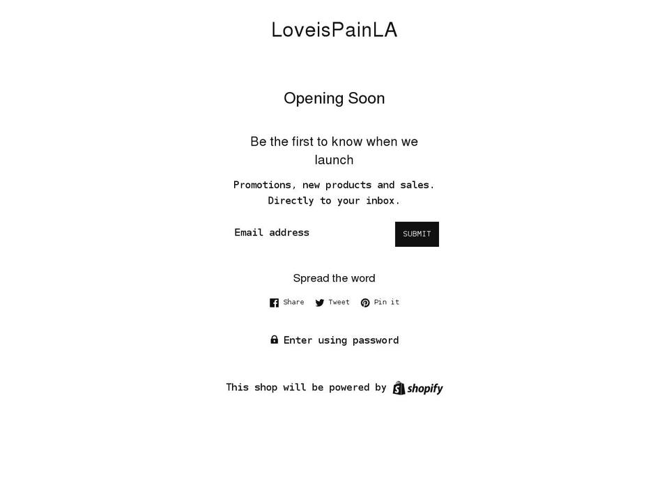 loveispainla.com shopify website screenshot