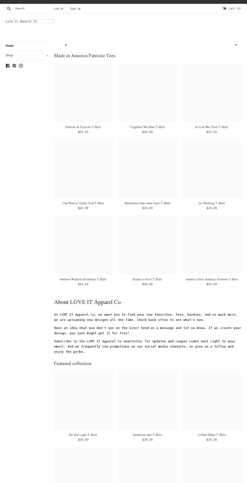 loveitapparelco.com shopify website screenshot