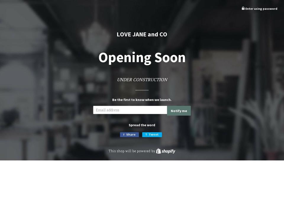 lovejaneandco.com — Shopify storefront screenshot