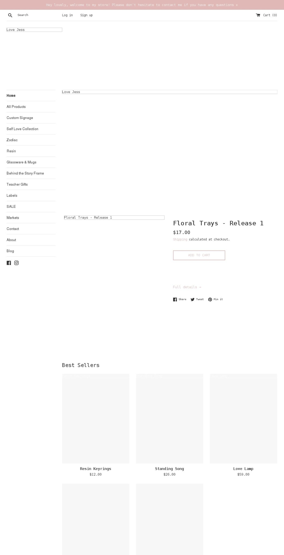 lovejess.net shopify website screenshot
