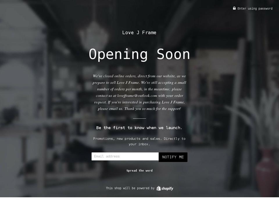 lovejframe.com shopify website screenshot
