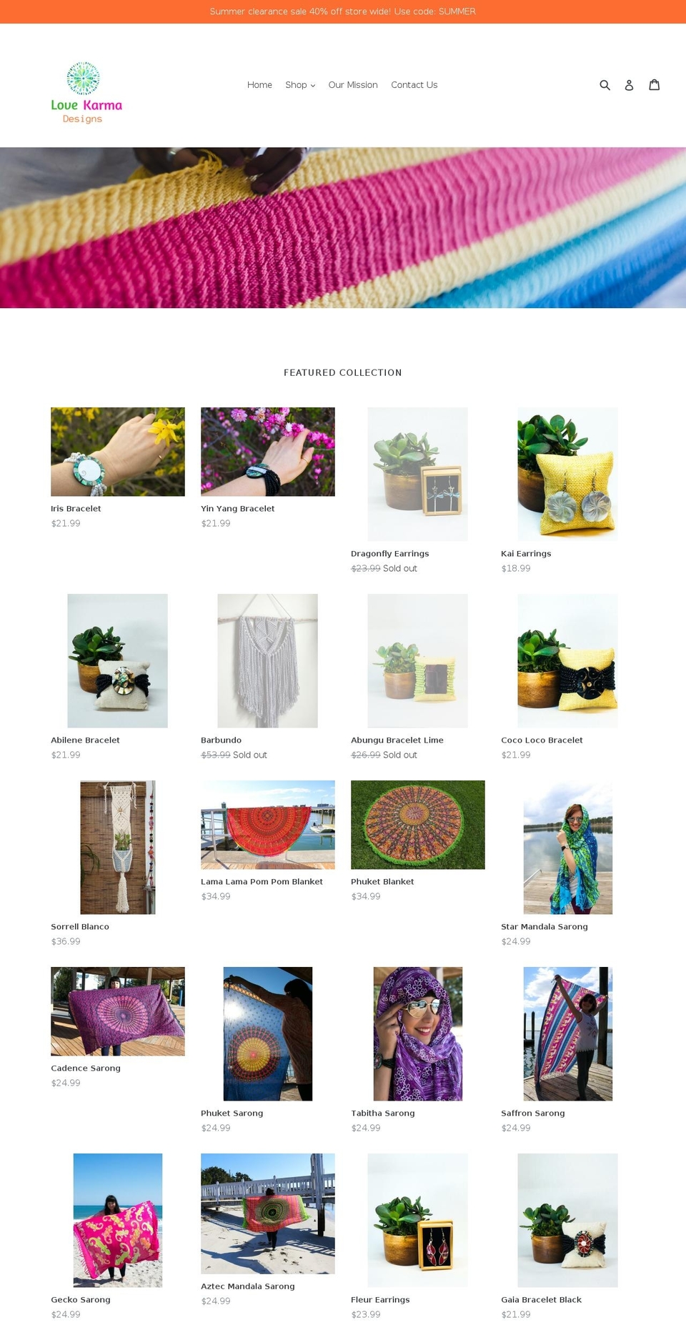lovekarmadesigns.com — Shopify storefront screenshot