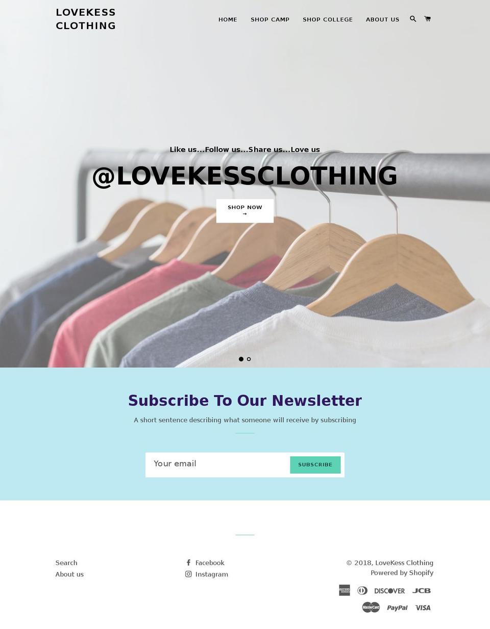 lovekessclothing.com shopify website screenshot