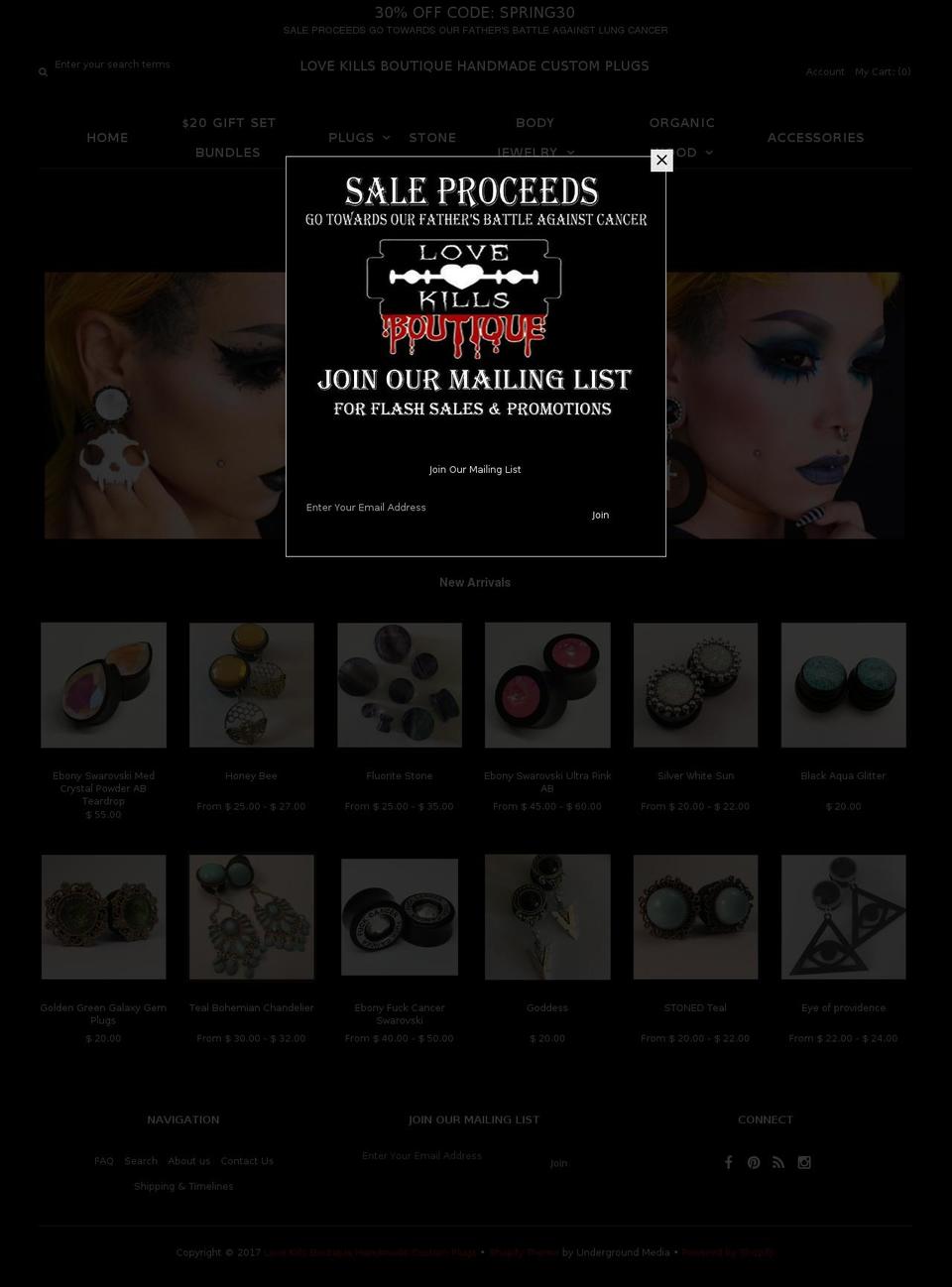 lovekillsboutique.net shopify website screenshot