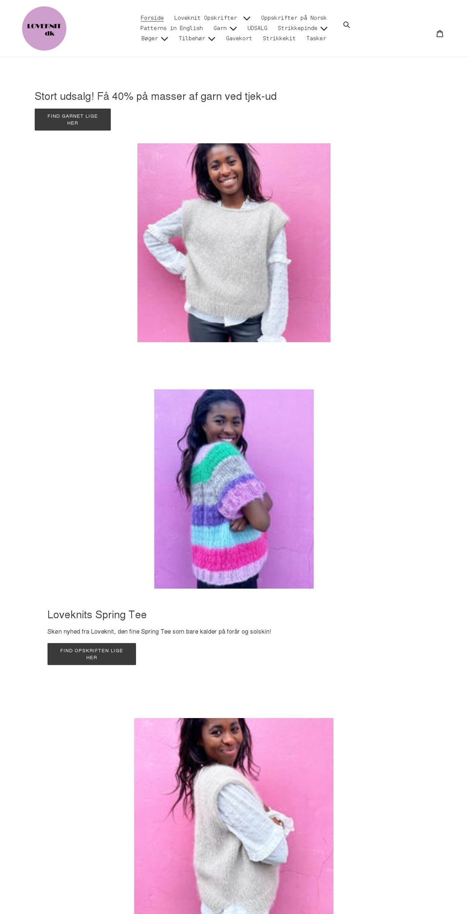 loveknit.dk shopify website screenshot