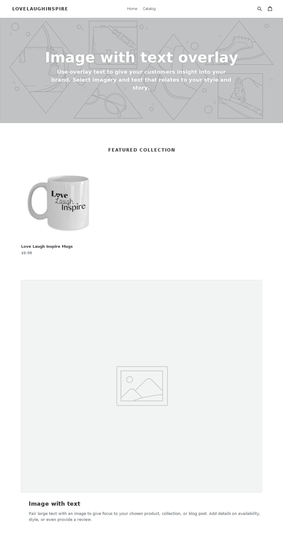 lovelaughinspire.com shopify website screenshot