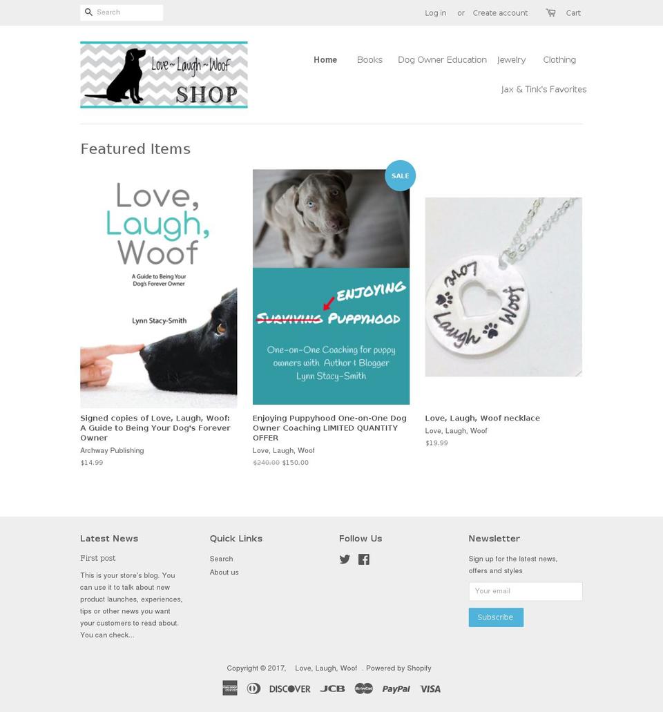 lovelaughwoofshop.com shopify website screenshot