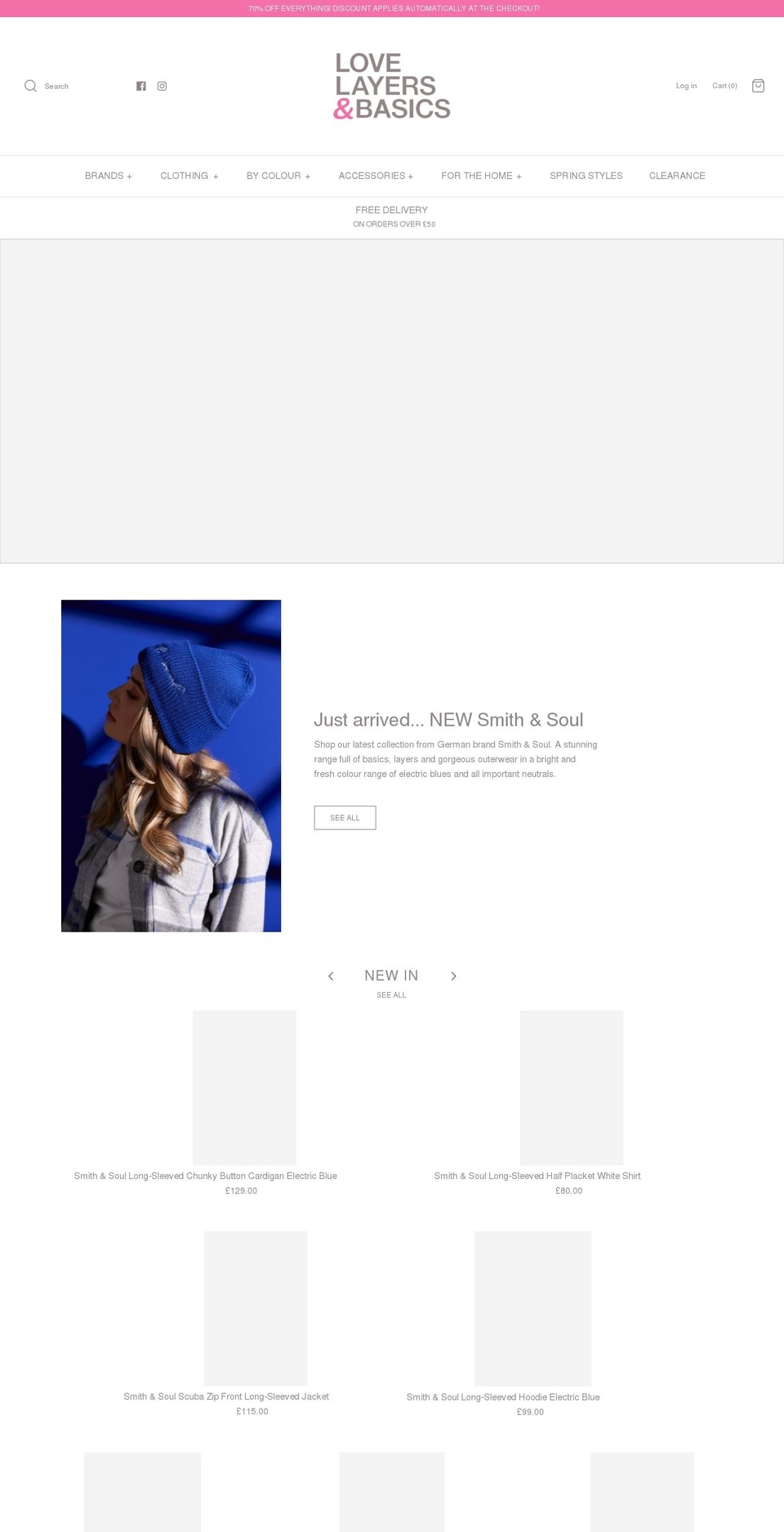 lovelayersandbasics.co.uk shopify website screenshot