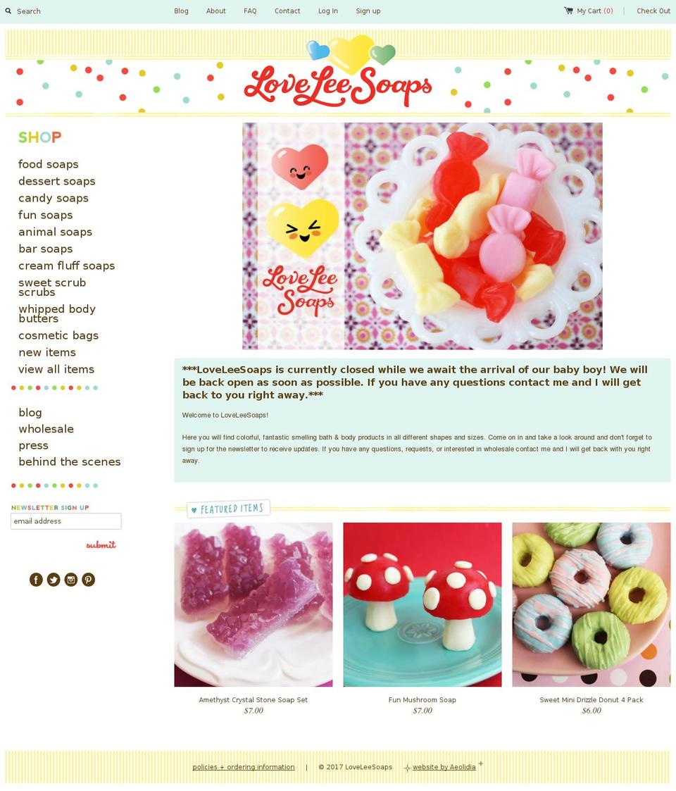 loveleesoaps.com shopify website screenshot