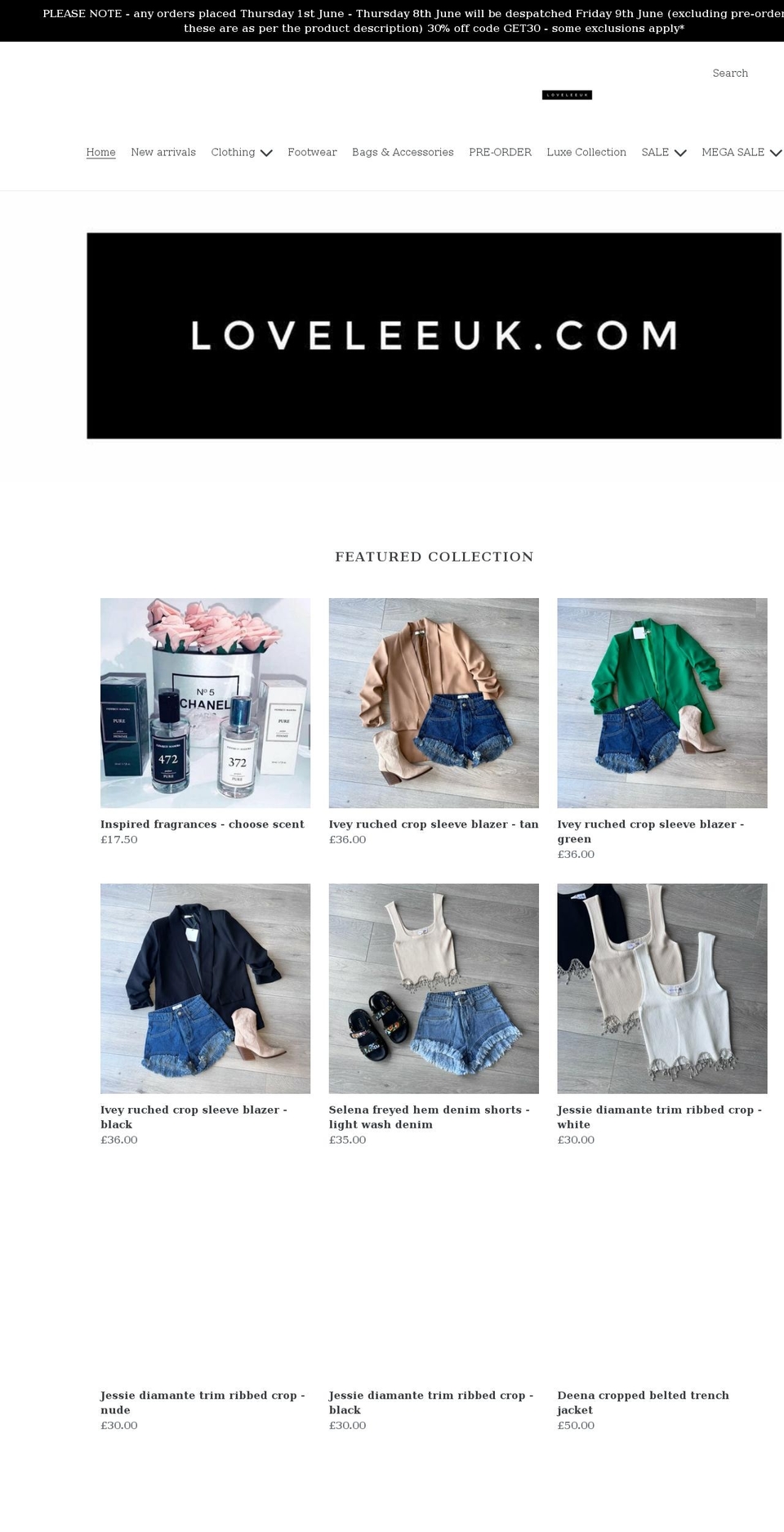 loveleeuk.com shopify website screenshot