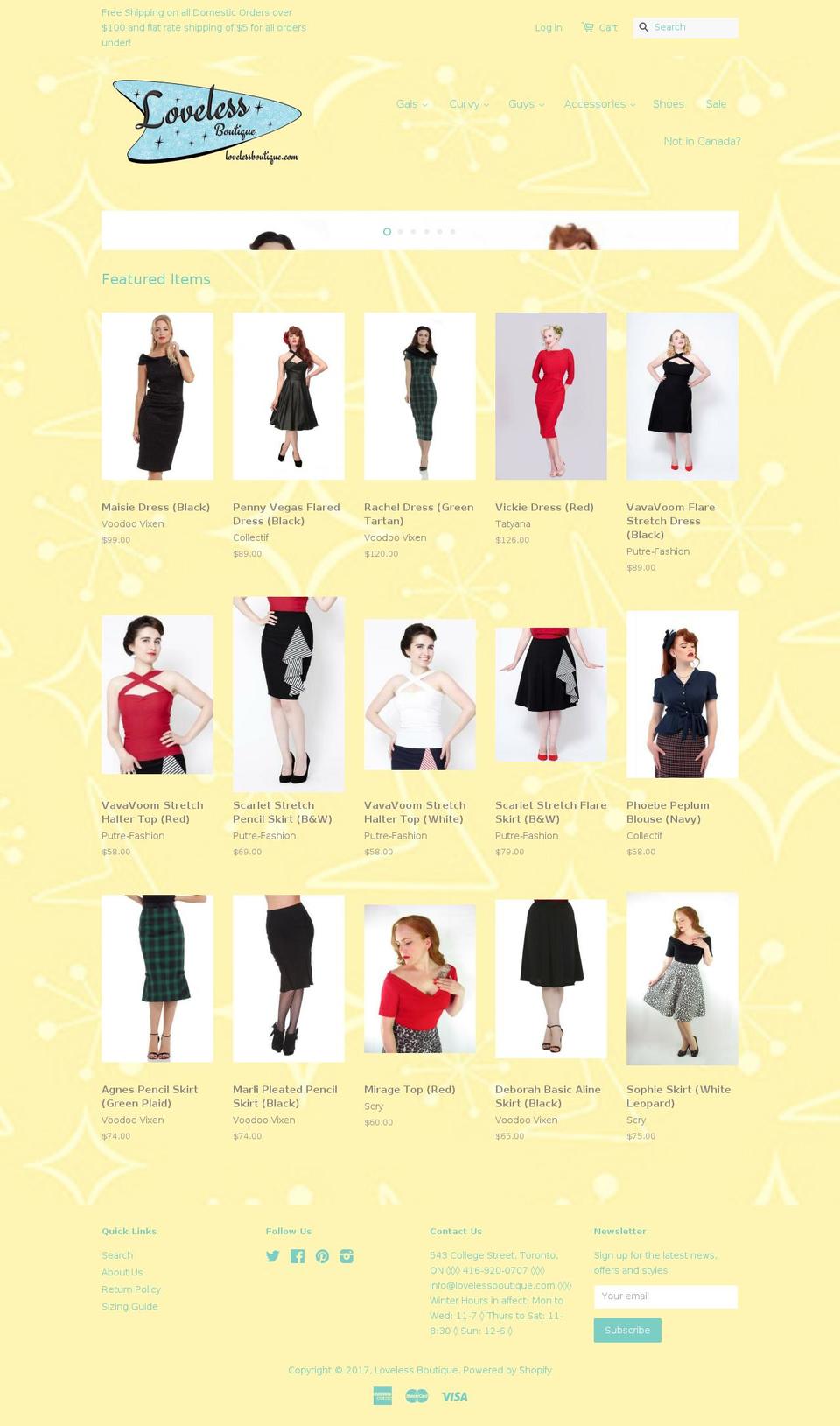 lovelessboutique.com shopify website screenshot