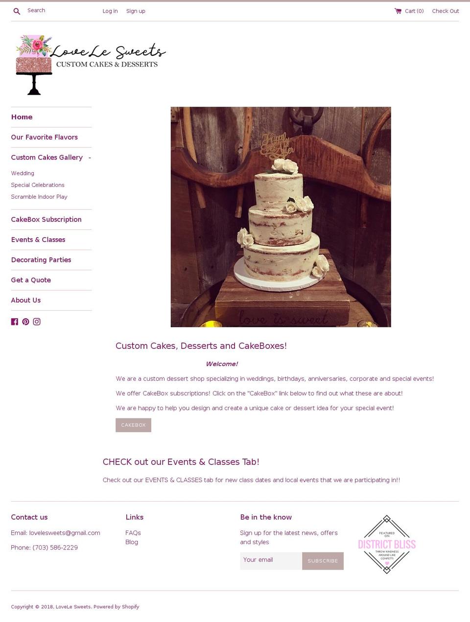 lovelesweets.com — Shopify storefront screenshot