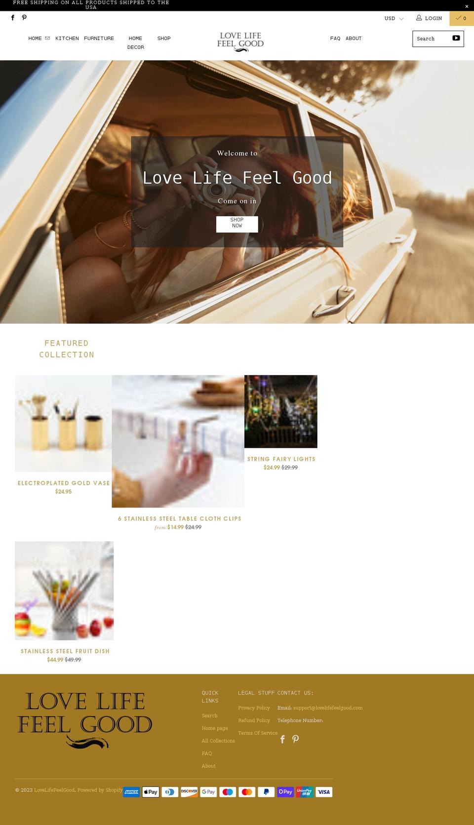 lovelifefeelgood.com shopify website screenshot